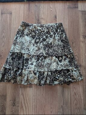 Serendipity Maui LAnimal Print Tiered Skirt in Brown/Cream